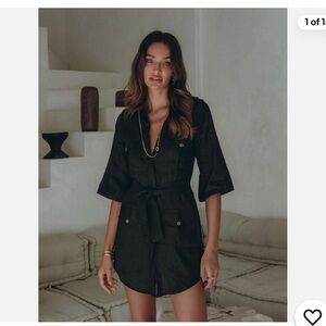 Pampelone black linen dress